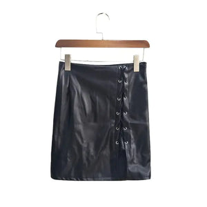 pleated leather skirt