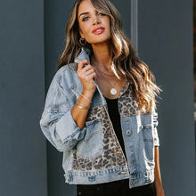 Load image into Gallery viewer, Leopard Denim Jacket
