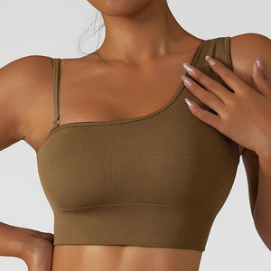 Summer Sexy Oblique Shoulder Yoga Clothes Tops