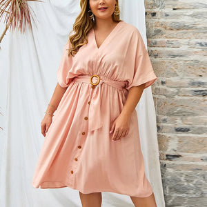 Plus Size V Neck Dress