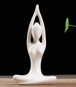 White Ceramic Yoga Figurines