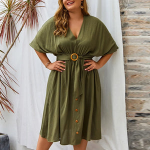 Plus Size V Neck Dress